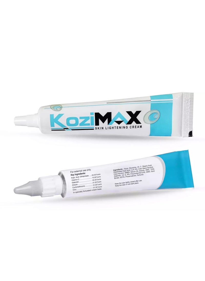 KoziMAX Skin Lightening Cream | Kojic Acid, Vitamin C & Arbutin | Brightens & Evens Skin Tone | 15g