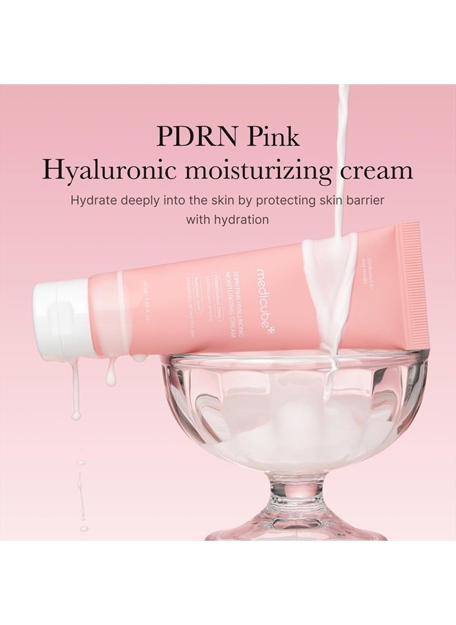 Salmon DNA PDRN Pink Hyaluronic Moisturizing Cream, Pink Soothing Cream, Hyaluronic acid, Niacinamide, Hydrating & Firming, Uneven Skin Tone, Pore Care, Korean Skincare | (50ml/ 1.69 fl.oz.)