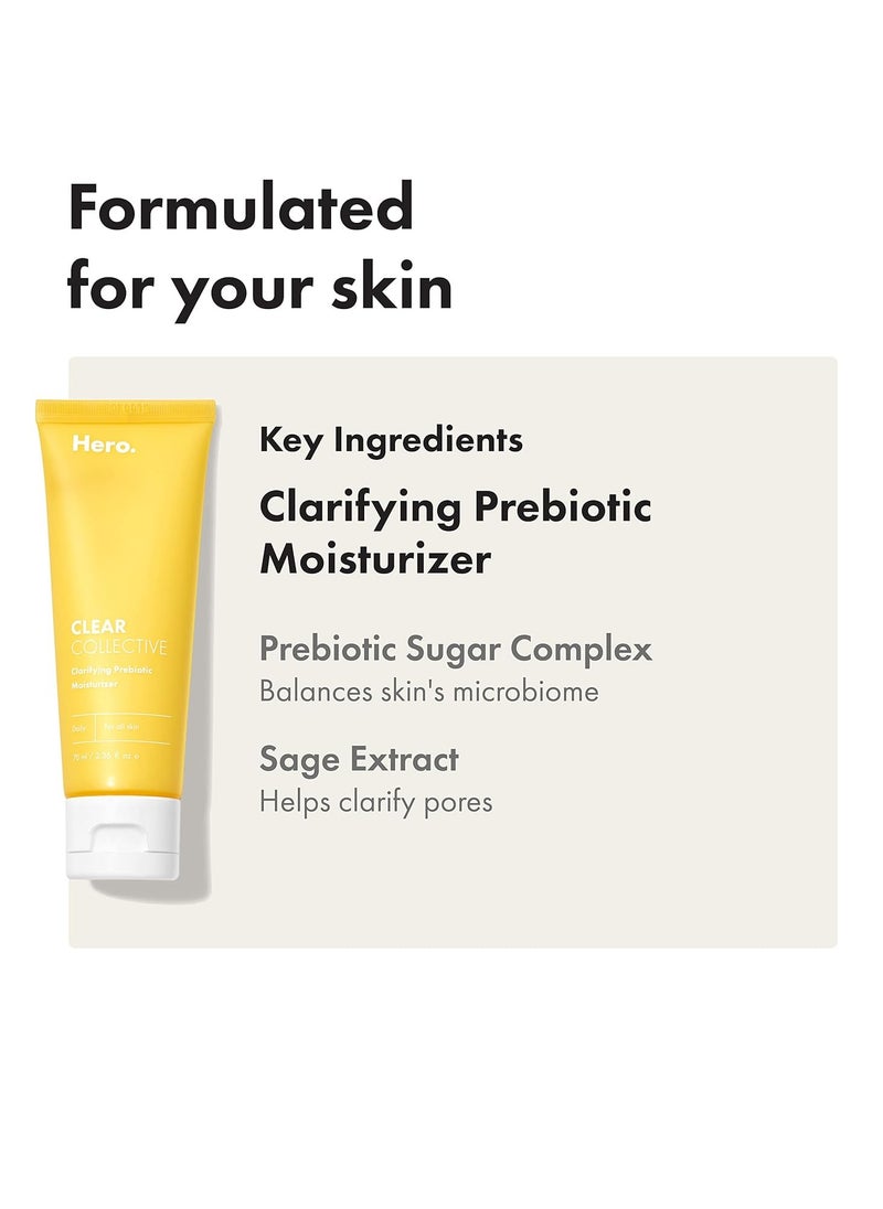 Clear Collective Clarifying Prebiotic Moisturizer from Hero Cosmetics - Hydrating Daily Face Moisturizer to Purify, Smooth and Soften Skin (2.36 fl oz)