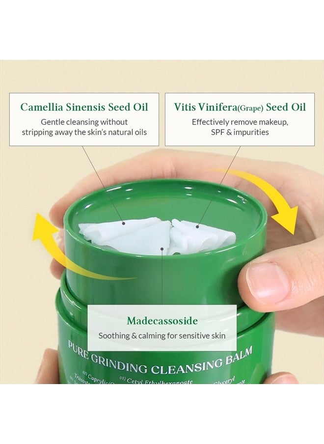 Pure Grinding Cleansing Balm | Hygenic One-Step Makeup Remover with Madecassoside | Non-Greasy Sorbet Texture | Gentle, Soothing for All Skin Types 50ml / 1.69 fl oz