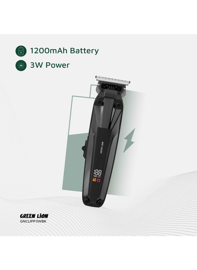 Clip Master the Professional Hair Clipper 3W with 7200 RPM Powerful Motor & Stainless-Steel Blade / 180 min Working Time / Corded & Cordless / On & Off Switch / LED Display / ABS + PC Material - Black