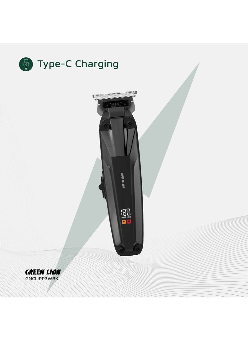 Clip Master the Professional Hair Clipper 3W with 7200 RPM Powerful Motor & Stainless-Steel Blade / 180 min Working Time / Corded & Cordless / On & Off Switch / LED Display / ABS + PC Material - Black