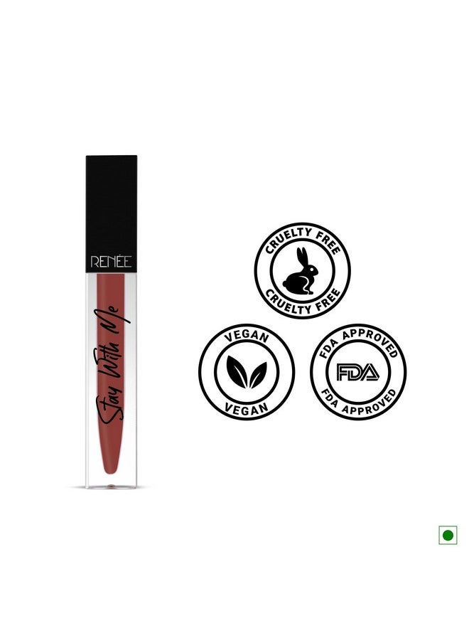 RENEE Stay With Me Matte Lip Color - Loco For Cocoa 5ml| Long lasting, Light Weight & Non Transfer Formula| Water & Smudge Proof