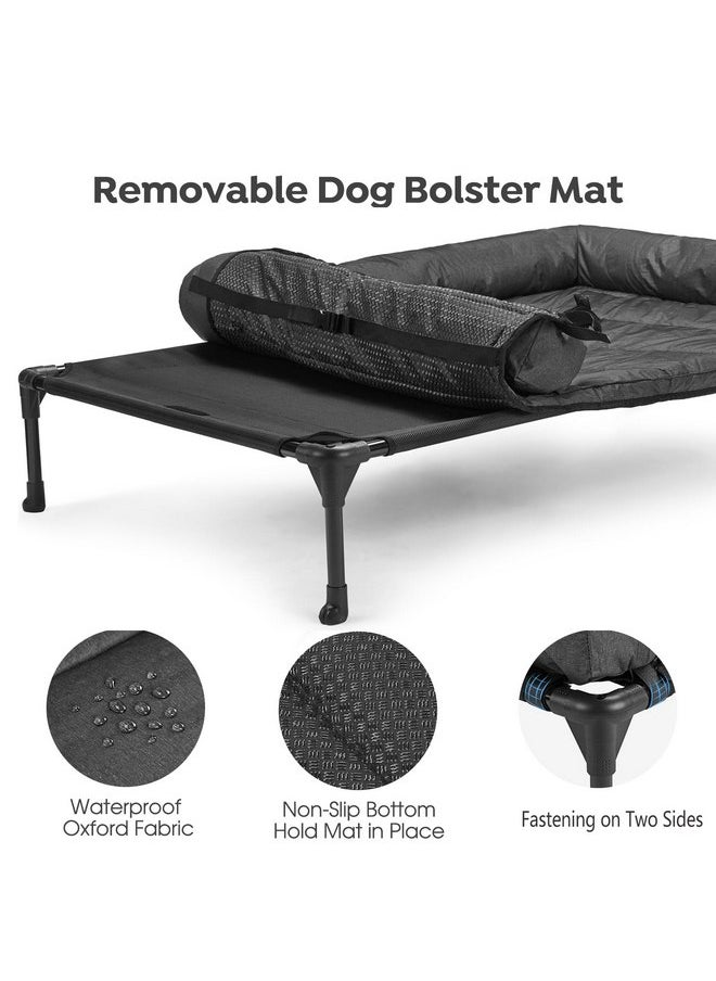 Veehoo Cooling Elevated Dog Bed + Waterproof Removable Pillow-Top Mat, Bolster Dog Cot Bed, Raised Pet Cot with Breathable Mesh, No-Slip Feet, Dog Couch Bed for Indoor & Outdoor, Large, Black CWC2331B