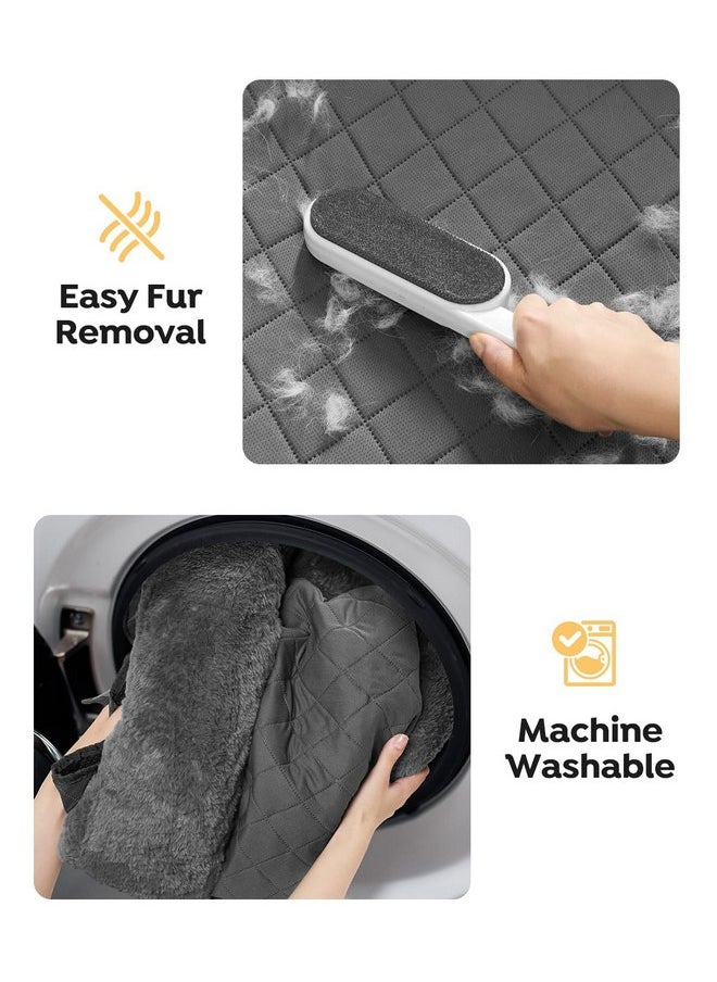 Veehoo Pet Couch Cover for Dogs&Human-Washable Dog Couch Cover Waterproof Dog Couch Bed with Plush Bolster&Anti-Slip Bottom, Dog Bed for Couch Protector for 3 Cushion Couch Sofa, Medium
