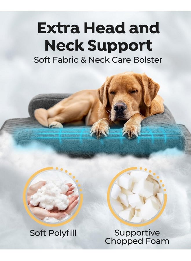 Veehoo Pet Couch Cover for Dogs&Human-Washable Dog Couch Cover Waterproof Dog Couch Bed with Plush Bolster&Anti-Slip Bottom, Dog Bed for Couch Protector for 3 Cushion Couch Sofa, Medium
