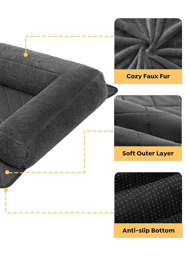 Veehoo Pet Couch Cover for Dogs&Human-Washable Dog Couch Cover Waterproof Dog Couch Bed with Plush Bolster&Anti-Slip Bottom, Dog Bed for Couch Protector for 3 Cushion Couch Sofa, Medium