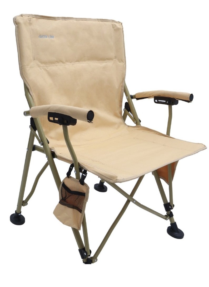 Outdoor Camping Chair with Carrying Bag Easy to Carry / Camp Friendly / Bottle Holding Pocket / Fabric Oxford 600D Material / 150KG Load Capacity / High Load Capacity / High Quality Material / Foldable Design / Reliable Structure / Durable / Enjoy Camping / Travel Chair - Desert Sand
