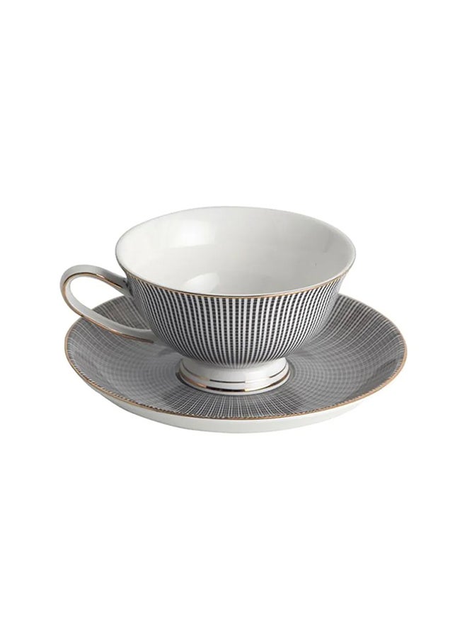 2 Piece Ceramic Coffee Cup And Saucer Grey 200ml