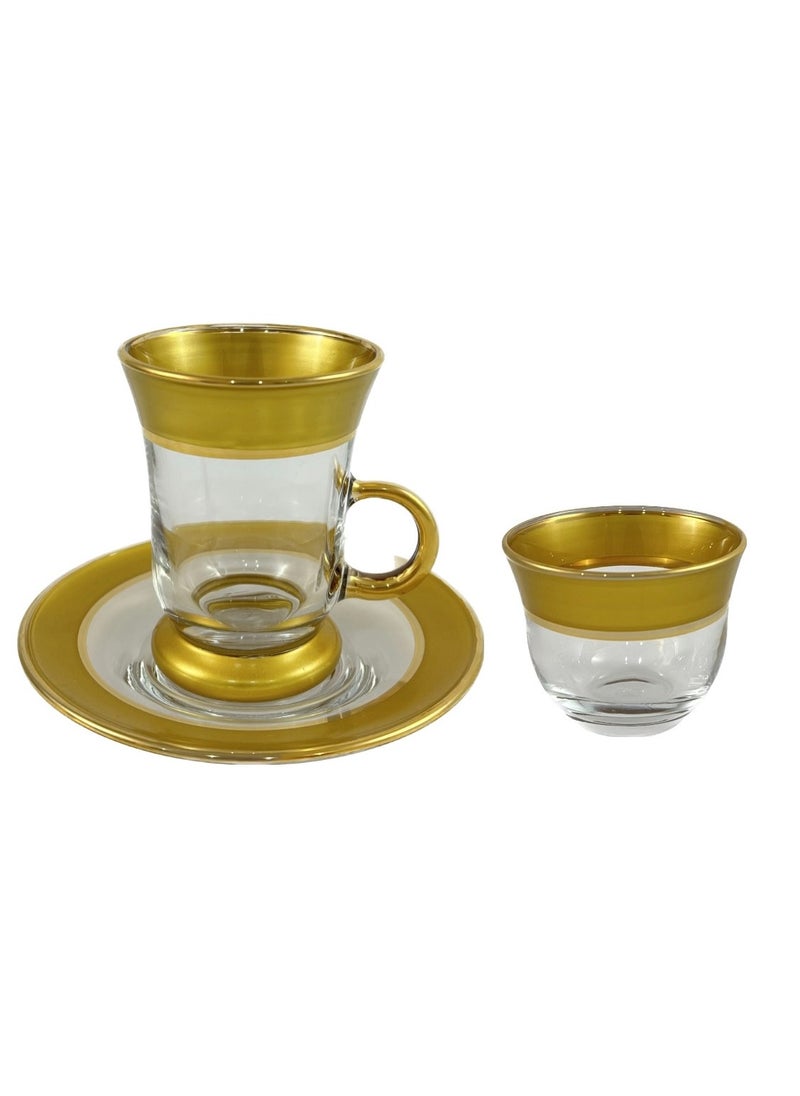 20-Piece Glass Tea Set – Premium Quality Tea Glasses, Coffee Cups, Saucers, and Sugar Bowl – Elegant Design for Tea and Coffee Moments