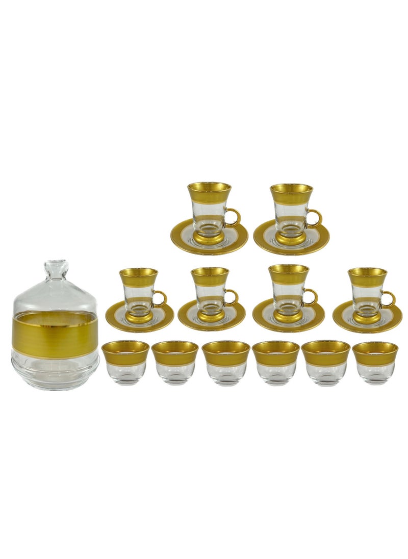 20-Piece Glass Tea Set – Premium Quality Tea Glasses, Coffee Cups, Saucers, and Sugar Bowl – Elegant Design for Tea and Coffee Moments