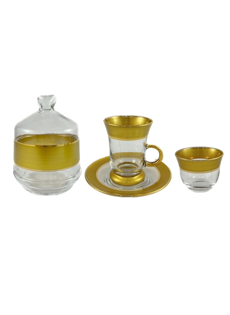 20-Piece Glass Tea Set – Premium Quality Tea Glasses, Coffee Cups, Saucers, and Sugar Bowl – Elegant Design for Tea and Coffee Moments