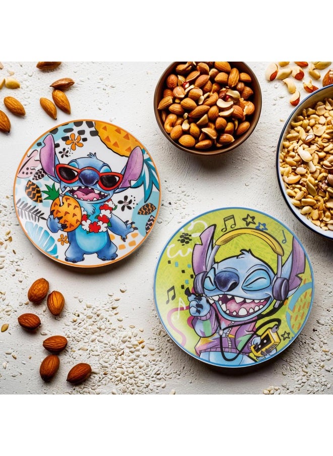 2 Dessert Plate Set Stitch19 cm Orange color Material is Porcelain and safe Dishwasher, Microwave