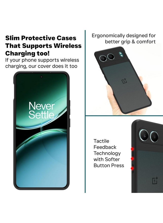 RIGGEAR Shockproof Sleek Hybrid Armor Back Cover Case Compatible with OnePlus Nord 4 5G (Smoke Black Matte PC + Black TPU Bumper)