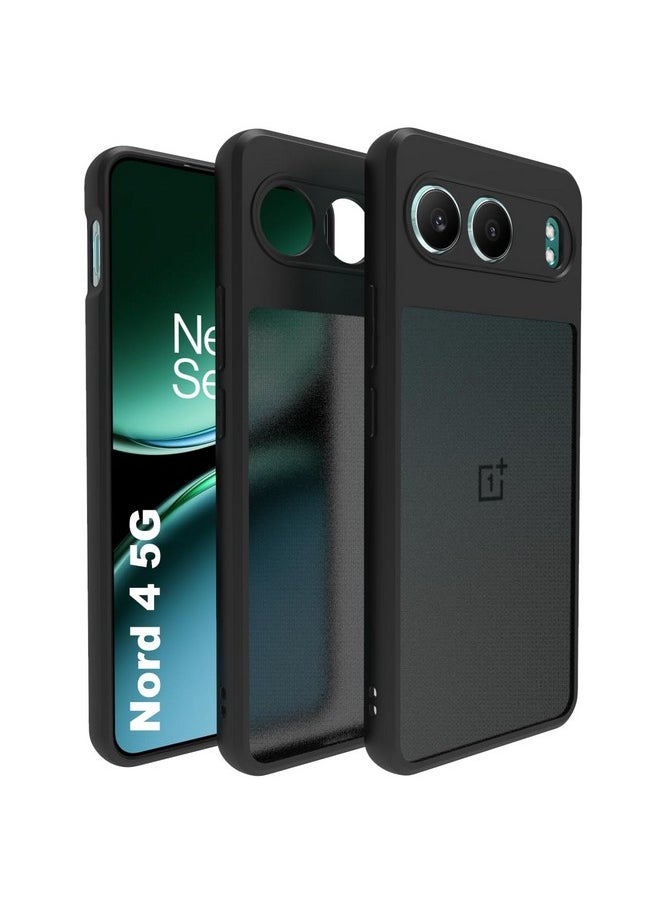 RIGGEAR Shockproof Sleek Hybrid Armor Back Cover Case Compatible with OnePlus Nord 4 5G (Smoke Black Matte PC + Black TPU Bumper)