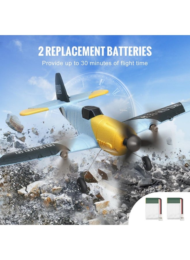 Rc Plane, 2.4Ghz 3 Channel Rc Airplane With 6-Axis Gyro Stabilizer&2 Batteries, Ready To Fly Bf-109 Fighter Aircraft Plane Toy For Adults Kids Beginners Boys Birthday/Xmas Child Gift