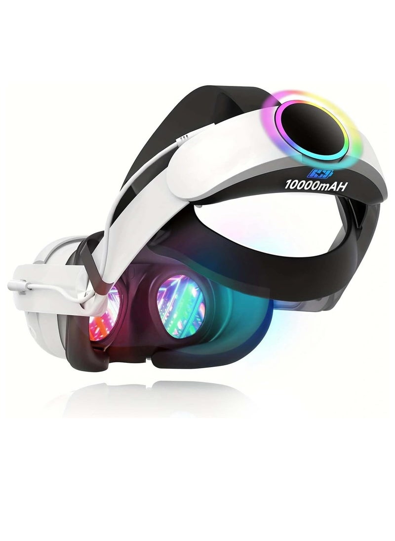 Head Strap with Battery for Meta Quest 3 10000mAh Battery with RGB Light Extend 6-8Hours Playtime Adjustable Elite Strap Bettery for VR Oculus Quest3