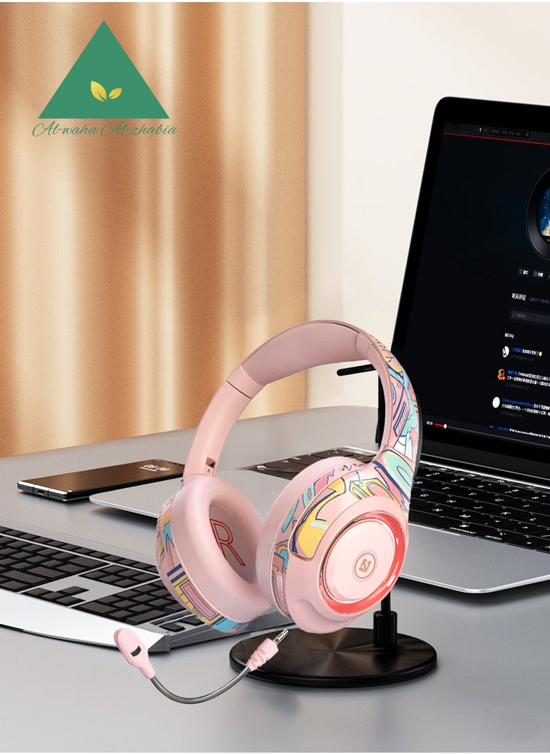 Wireless Gaming Headset - Bluetooth 5.2 - 40 Hour Playtime- For PC, PS5, PS4, Mac, Android and Switch -PINK