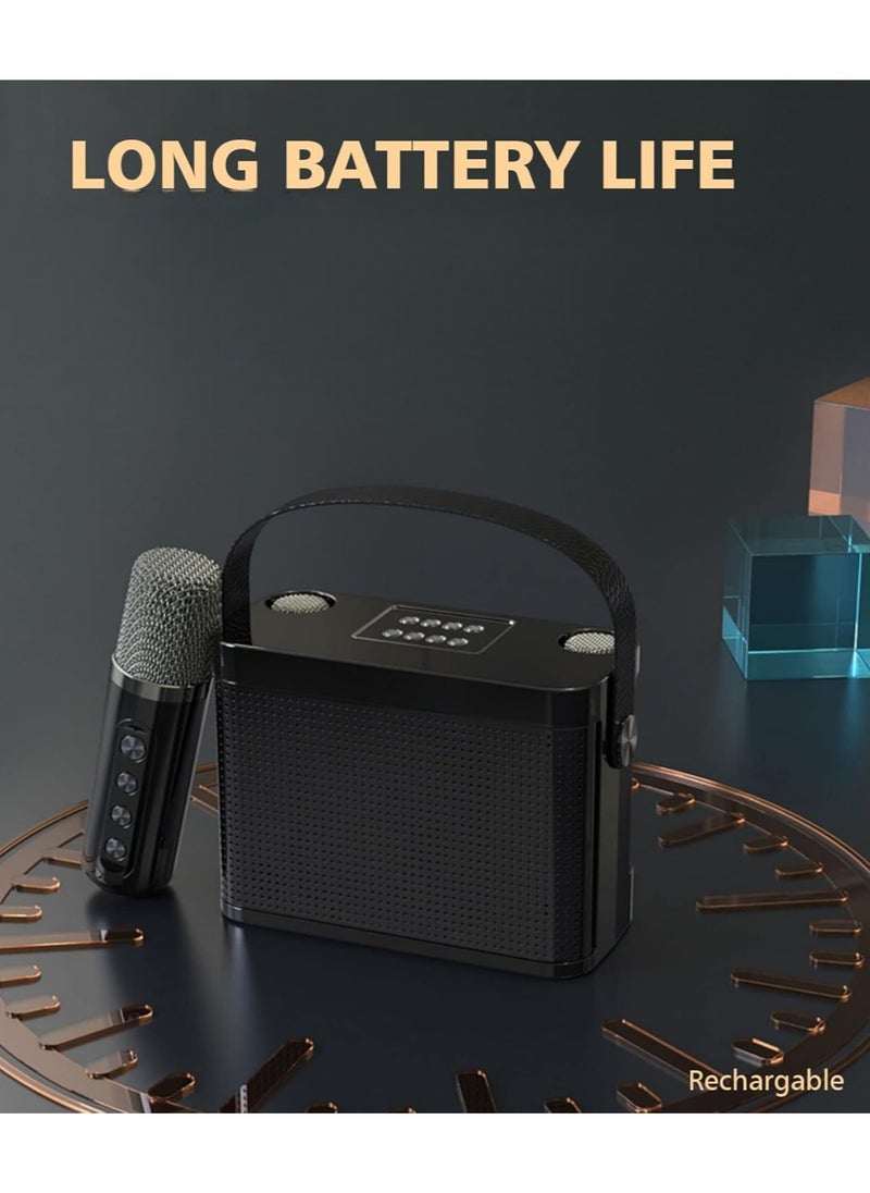 Portable Bluetooth Speaker with 2 Wireless Microphones - 3000mAh Battery, Type-C Charging, BT-V5.0, EFF Function, AUX/USB/TF Card Support - Ideal for Karaoke, Parties, and Outdoor Events