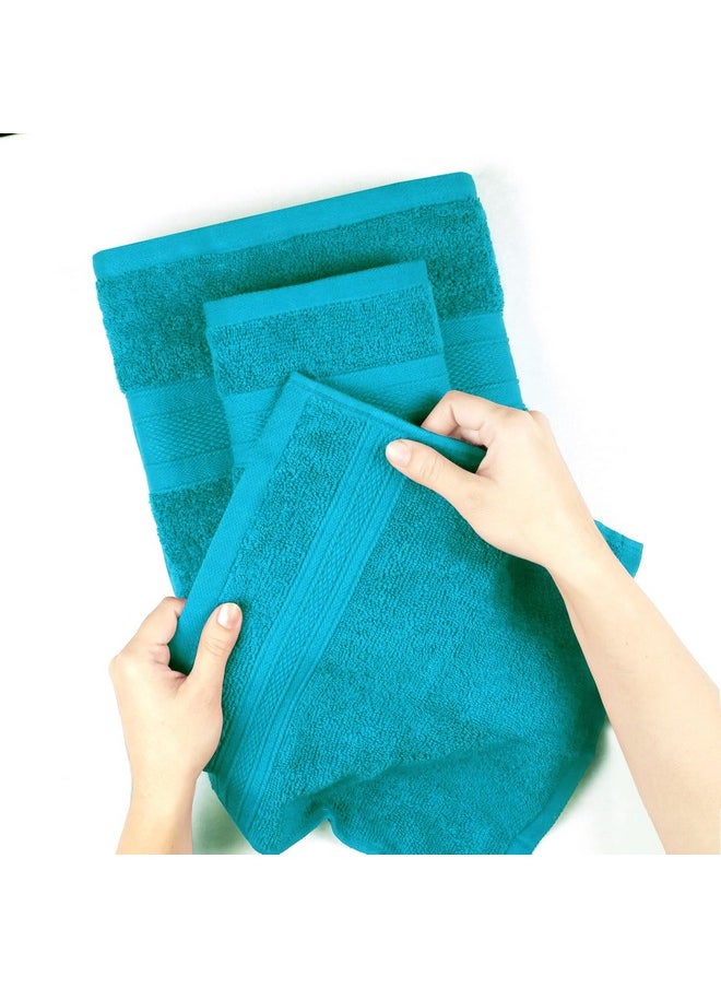 Trident Soft Comfort Air Rich Towels for Bath, 100% Cotton Towel, Super Soft, Highly Absorbent, 6 Pieces Towel Set, 500 GSM - Teal