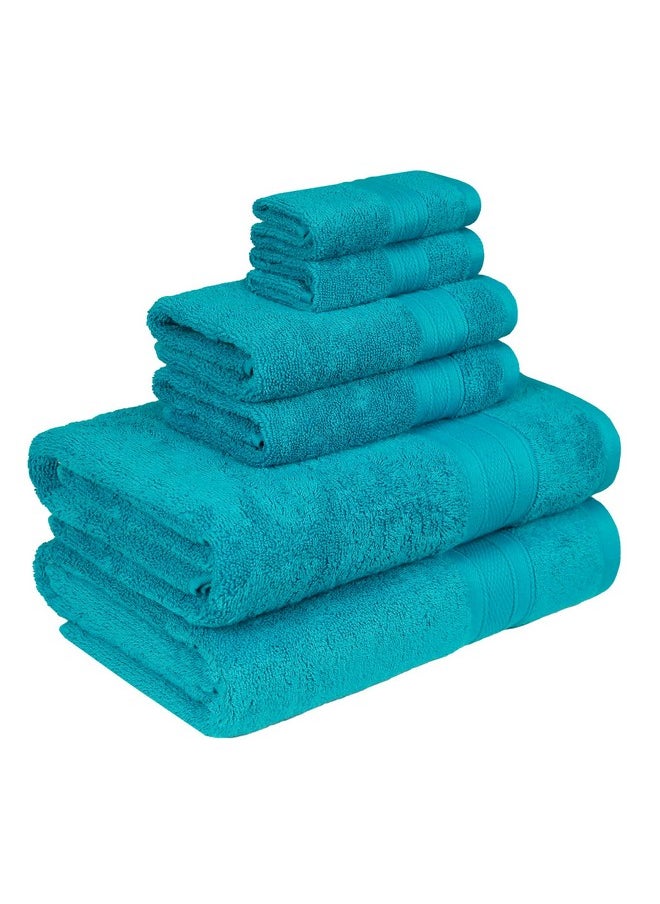 Trident Soft Comfort Air Rich Towels for Bath, 100% Cotton Towel, Super Soft, Highly Absorbent, 6 Pieces Towel Set, 500 GSM - Teal