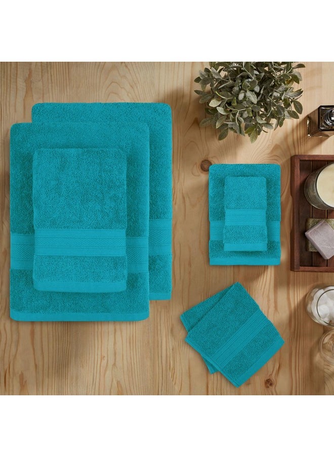 Trident Soft Comfort Air Rich Towels for Bath, 100% Cotton Towel, Super Soft, Highly Absorbent, 6 Pieces Towel Set, 500 GSM - Teal