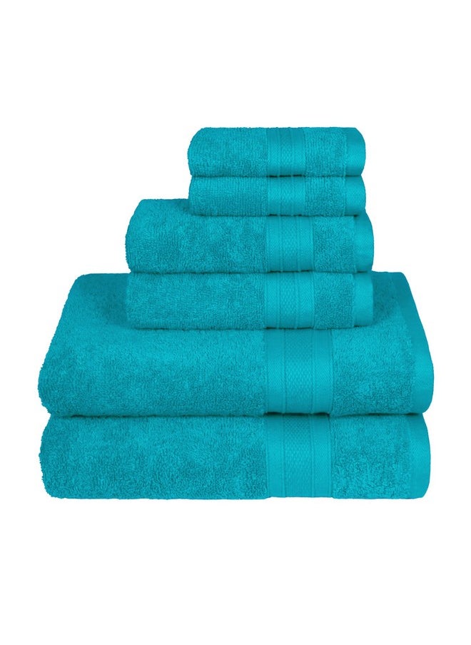 Trident Soft Comfort Air Rich Towels for Bath, 100% Cotton Towel, Super Soft, Highly Absorbent, 6 Pieces Towel Set, 500 GSM - Teal