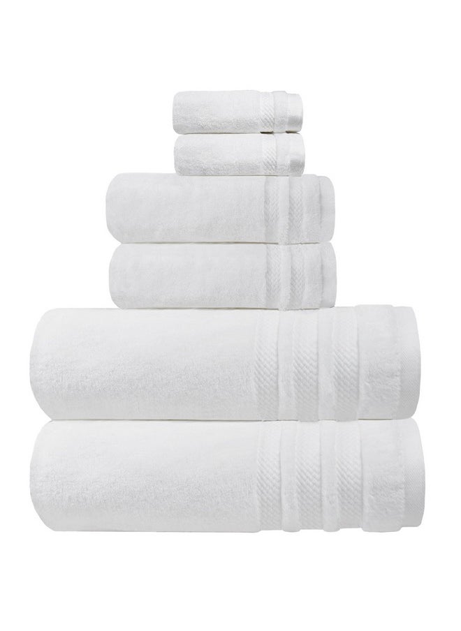 Trident Nectarsoft Towels for Bath, 100% Cotton towels, Zero Twist Yarn, 6 Piece towel Set - 2 Bath towels, 2 Hand towels, 2 Face Towels, Luxurious Soft, Extra Absorbent, 625 GSM, Plush White