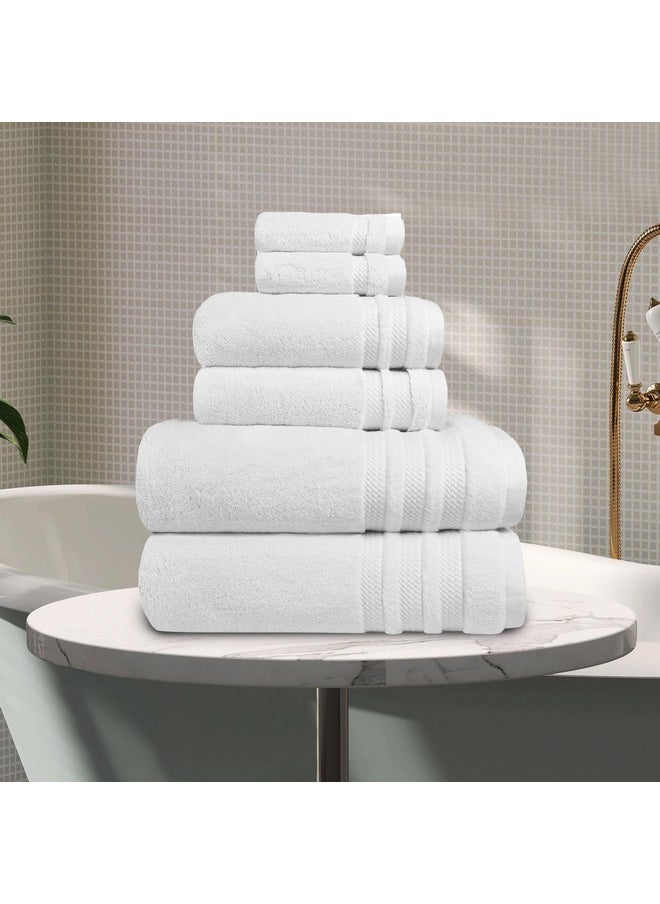 Trident Nectarsoft Towels for Bath, 100% Cotton towels, Zero Twist Yarn, 6 Piece towel Set - 2 Bath towels, 2 Hand towels, 2 Face Towels, Luxurious Soft, Extra Absorbent, 625 GSM, Plush White