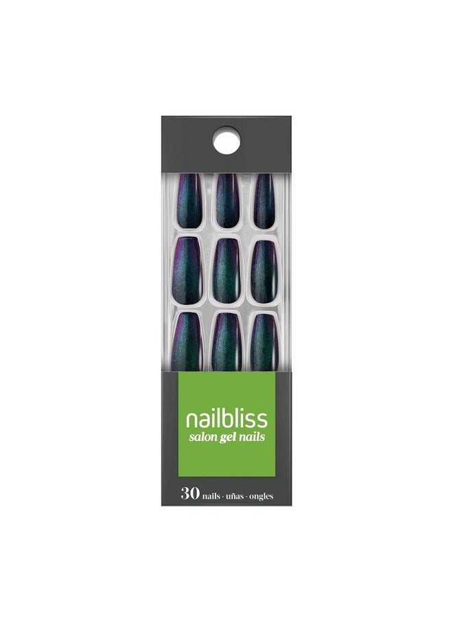 Nailbliss Gel Nails - Madhouse Mystery | Salon Quality, Extra Long Halloween Nails | Easy To Apply, Chip Resistant Glue On Nails | Contains 30 Xl Coffin Shaped Gel Nails