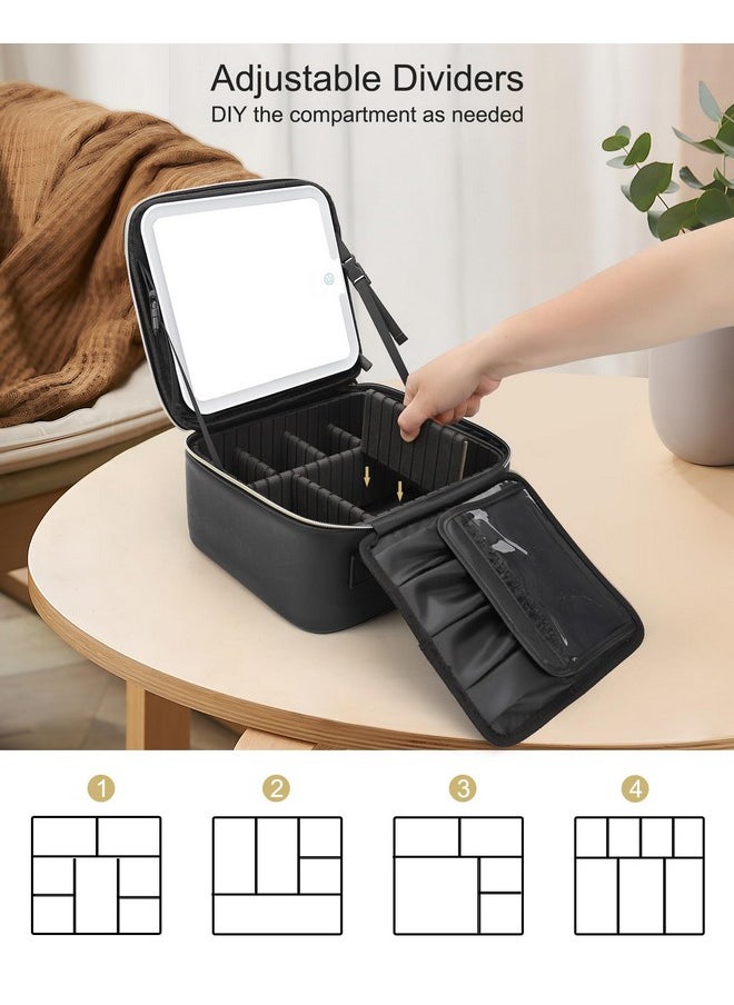 Relavel Travel Makeup Train Case Makeup Cosmetic Case Organizer Portable Artist Storage Bag with Adjustable Dividers for Cosmetics Makeup Brushes Toiletry Jewelry, A Black, A-Small, Makeup Case With