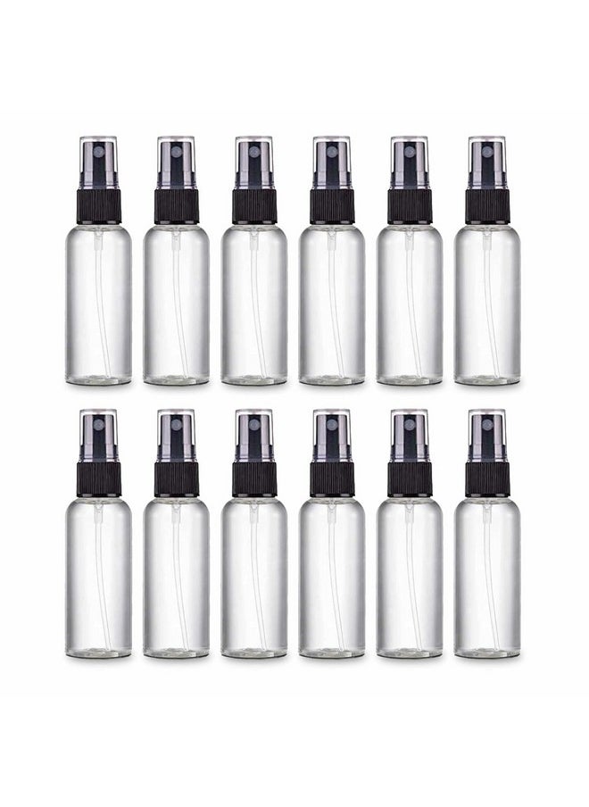 Topinon Spray Bottles Clear Empty Fine Mist Plastic Mini Travel Bottle Set, Small Refillable Liquid Containers (50 Ml Pack Of 12)