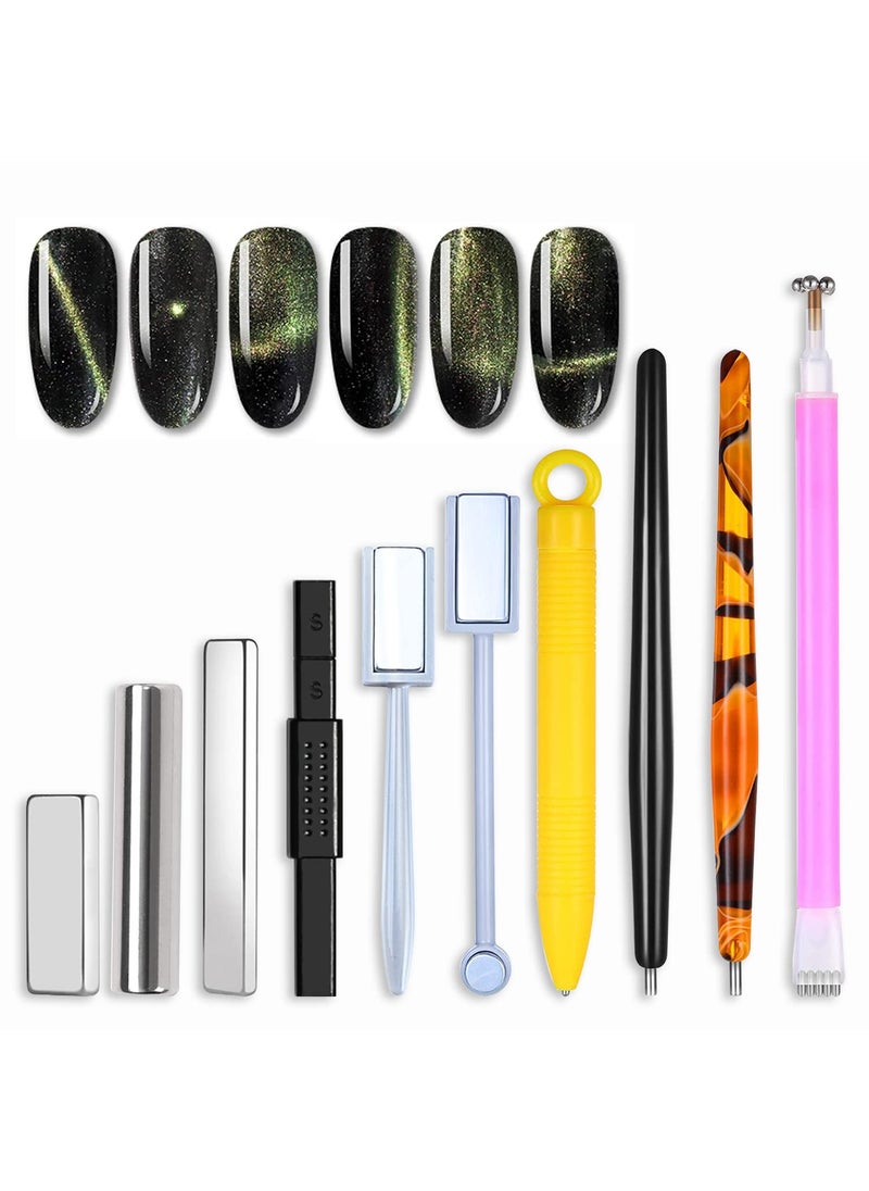 DANNEASY 10pcs Nail Magnet Set Cat Eye Magnet for Nails Magnetic Gel Polish Nail Polish Pens Nail Design Tools Nail Magnetic Stand Nail Art Tools