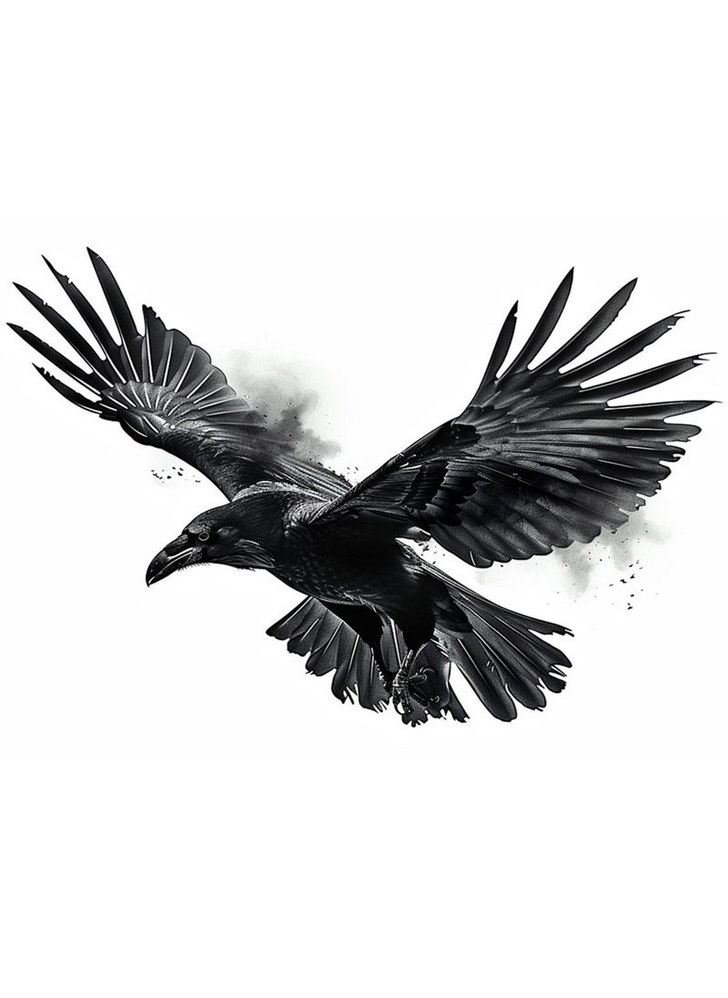 Dopetattoo 6 sheets Temporary Tattoos Raven Tattoos Crow Fake tattoos for Men Women Neck Arm Chest