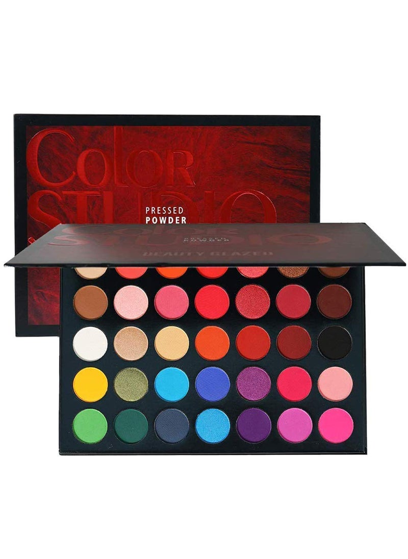 MYUANGO Color Studio Eyeshadow Palette Highly Pigmented 35 Shades Matte and Shimmers Makeup Palette Waterproof Blendable Eye Shadow Cruelty Free Makeup Pallet