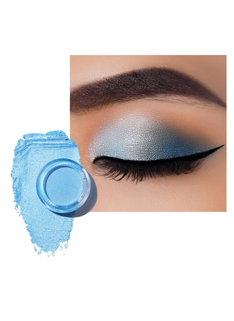 Oulac Blue Cream Eyeshadow also for Highlighter Large Capacity Highly Pigmented Eye Shadow Waterproof Long Lasting with Moisturizing Formula Shimmer Glitter Eye Makeup 6g02