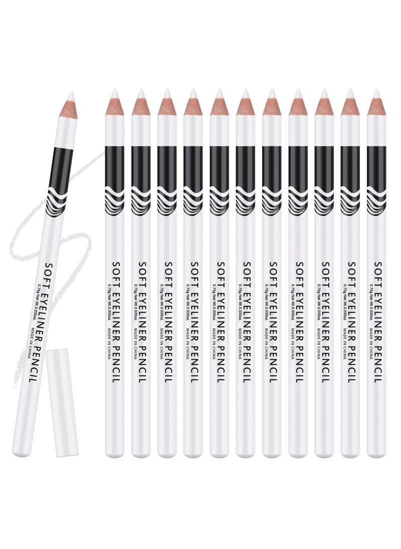 Ownest 12 Packs Professional Highlighter Eye Liner Pen Soft Strokes Easy to Color Eyeshadow Pencil Waterproof Long lasting White Eyeliner Pencil Makeup