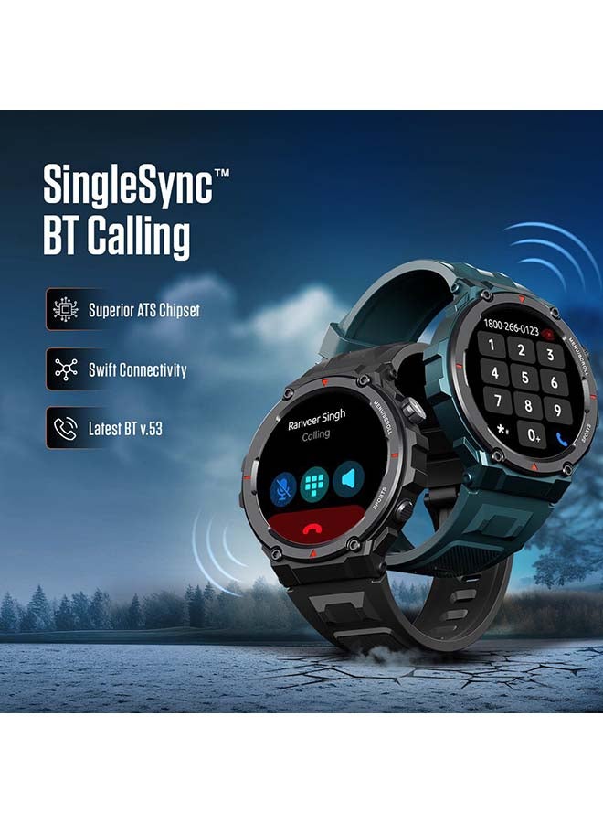 Xtreme Pro with 3.6 cm AMOLED Display, Rugged Design, SingleSync BT Calling, Functional Crown with Blue Strap