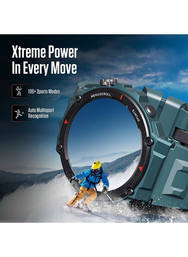 Xtreme Pro with 3.6 cm AMOLED Display, Rugged Design, SingleSync BT Calling, Functional Crown with Blue Strap