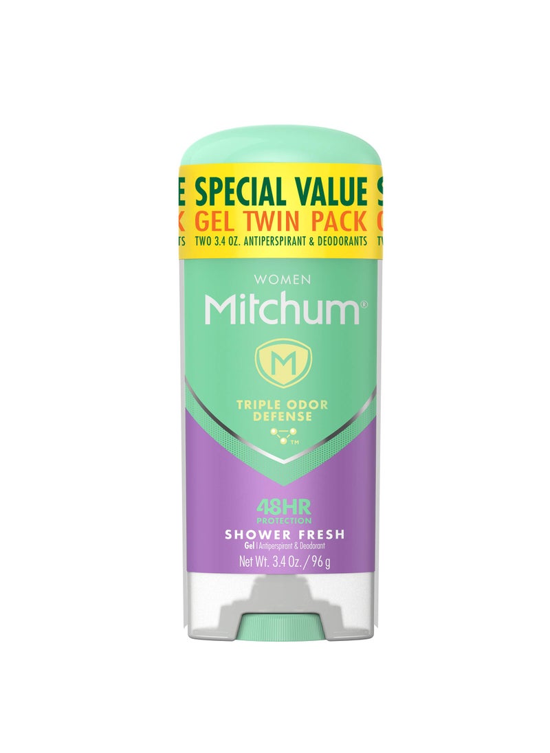 Mitchum Womens Deodorant Antiperspirant Stick Triple Odor Defense Gel 48 Hr Protection Shower Fresh 34 Oz Pack of 2