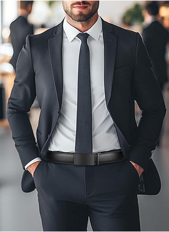 Men's Belt, Ratchet Belt Men's, Black Belt With Adjustable Automatic Buckle Genuine Leather Belt, Men's Casual Belt