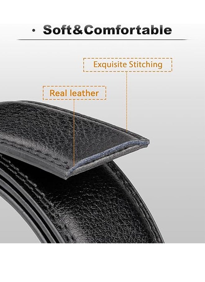 Men's Belt, Ratchet Belt Men's, Black Belt With Adjustable Automatic Buckle Genuine Leather Belt, Men's Casual Belt