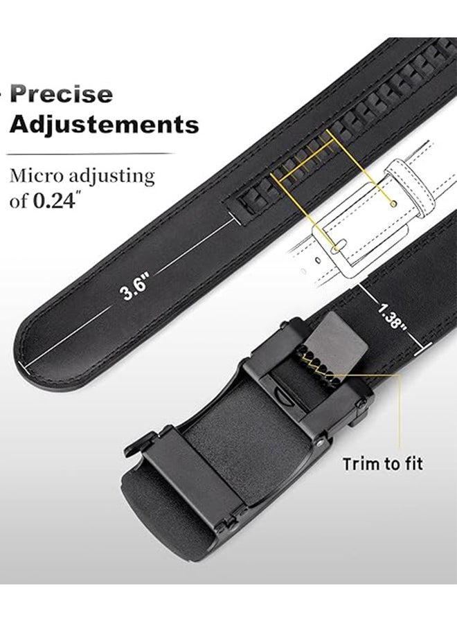 Men's Belt, Ratchet Belt Men's, Black Belt With Adjustable Automatic Buckle Genuine Leather Belt, Men's Casual Belt