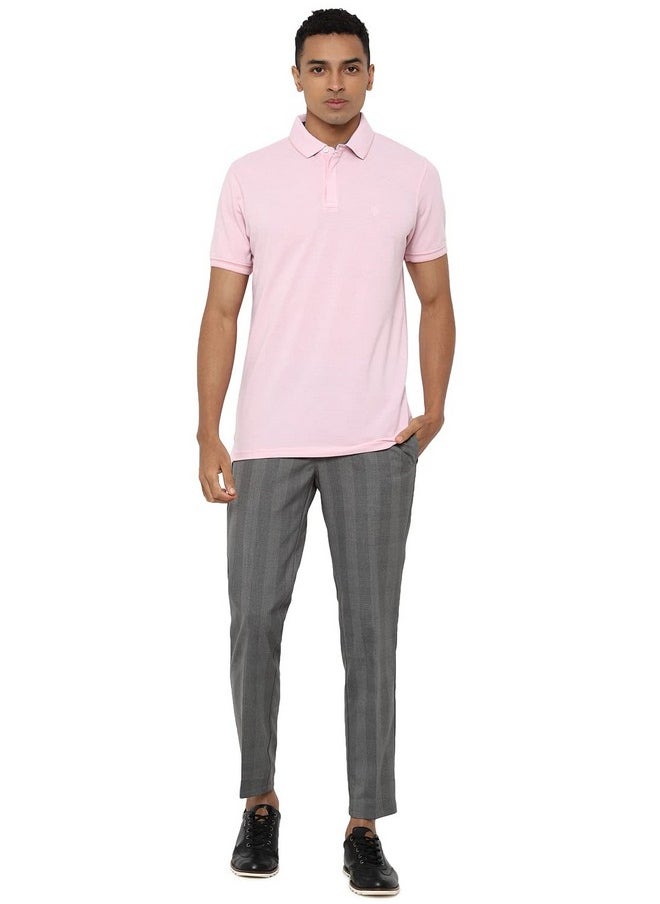 Allen Solly Men's Solid Regular Fit Polo (ASKPQRGFK38131_Pink L)