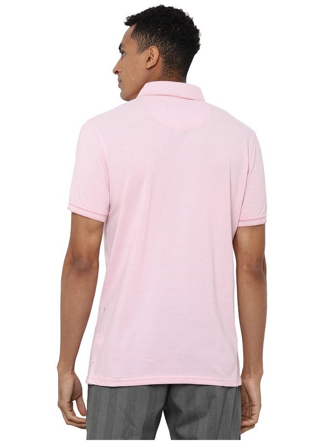 Allen Solly Men's Solid Regular Fit Polo (ASKPQRGFK38131_Pink L)
