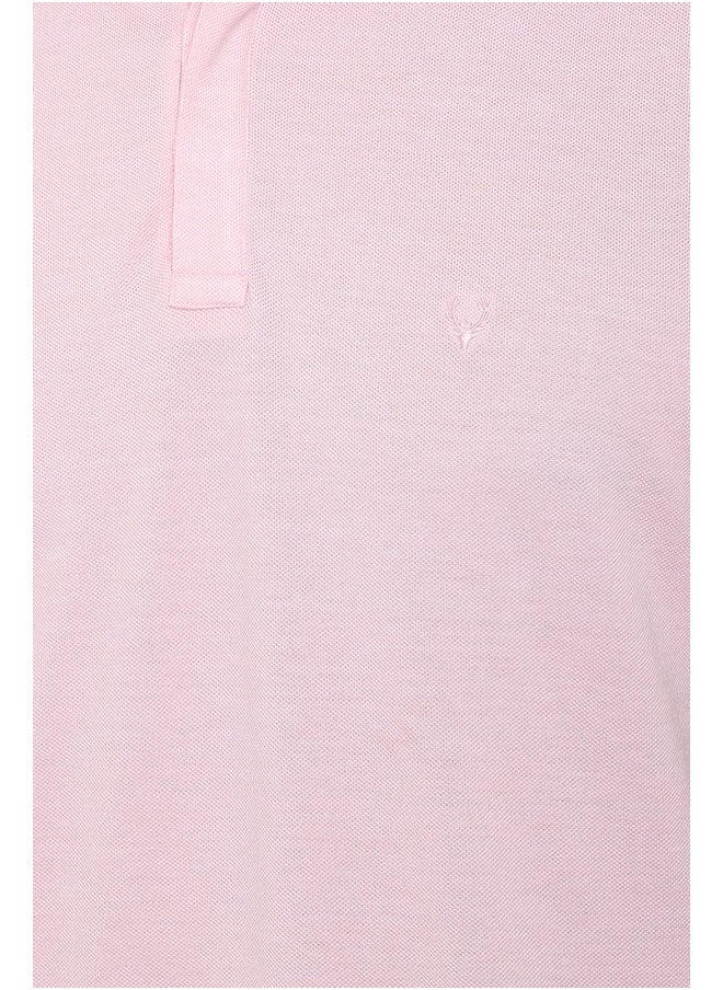 Allen Solly Men's Solid Regular Fit Polo (ASKPQRGFK38131_Pink L)