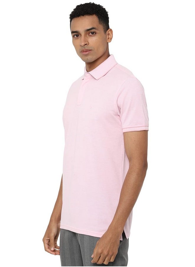 Allen Solly Men's Solid Regular Fit Polo (ASKPQRGFK38131_Pink L)