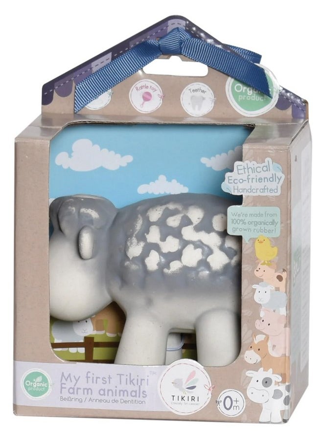 Tikiri My First Farm Sheep Natural Rubber Rattle (White)
