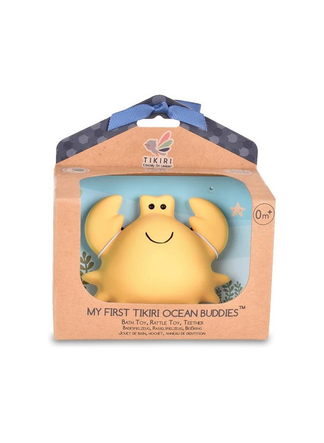 Tikiri Toys Ocean Buddies Crab Natural Rubber Rattle (Yellow)