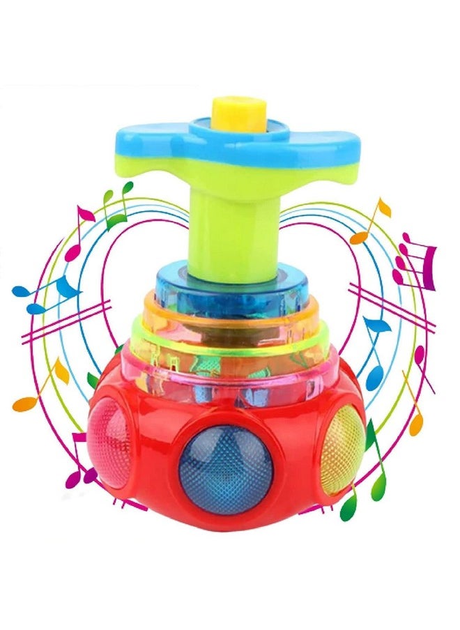 Toyshine 3 Pc Light Up Musical Spin Tops Glow in The Dark Led Spinning Peg Top Return Gift Party Favors Singing Musical Toy for Kids 3+, Model D